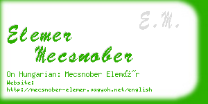 elemer mecsnober business card